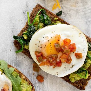 Avocado Toast with Egg, Spinach & Salsa