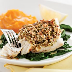 Almond-&-Lemon-Crusted Fish with Spinach