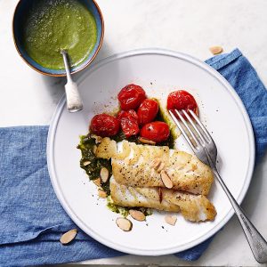 Seared Cod with Spinach-Lemon Sauce