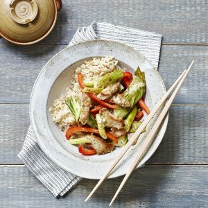 Bell Pepper, Bok Choy & Pork Stir-Fry